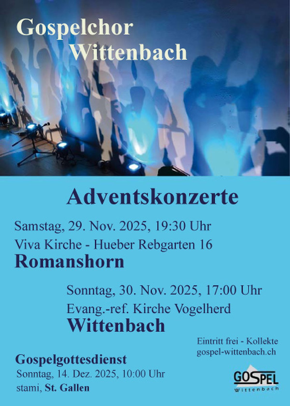 Gospelchor Wittenbach: Adventskonzerte in Romanshorn & Wittenbach