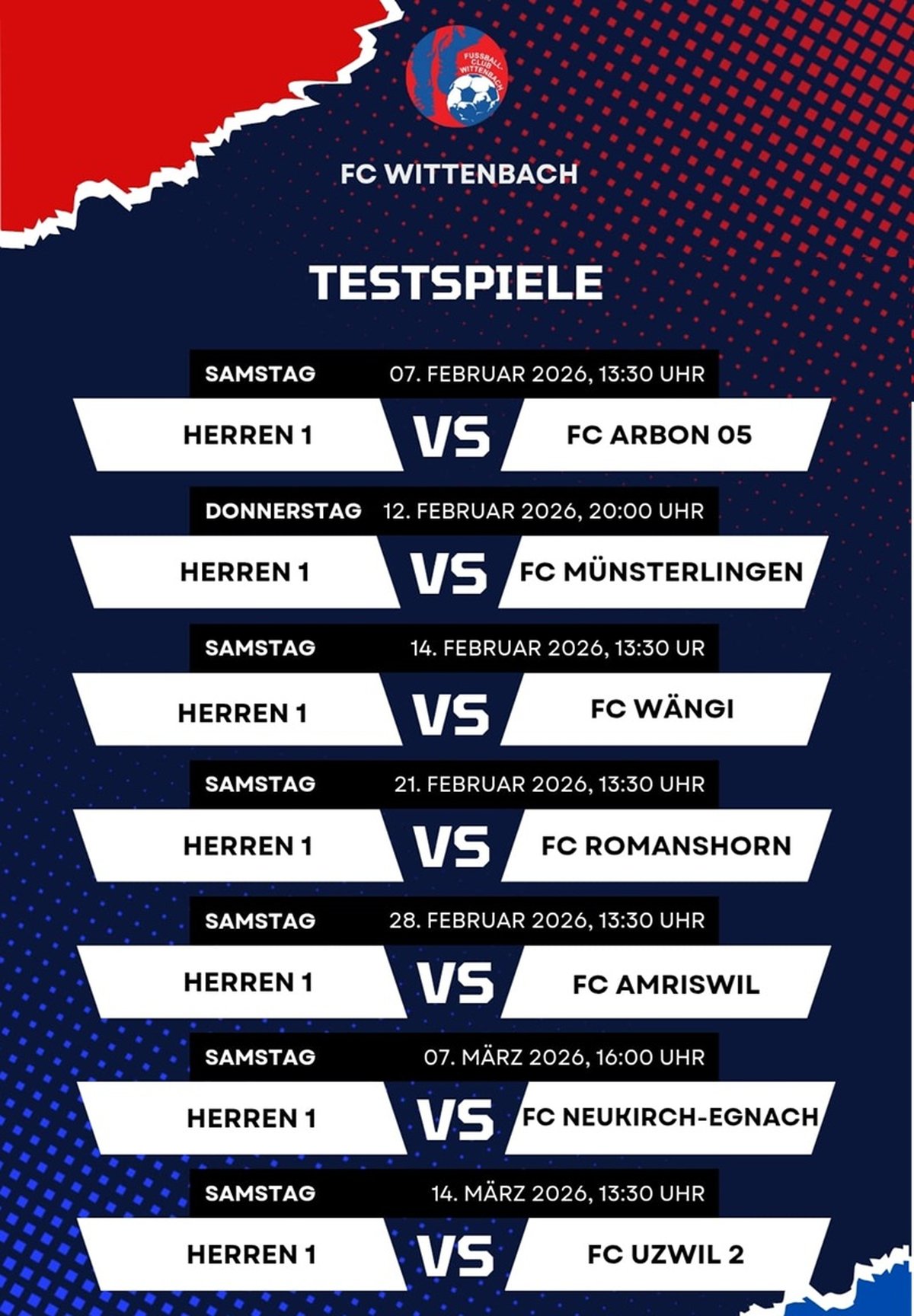 FC Wittenbach startet Testspiel-Serie: Arbon 05 zu Gast