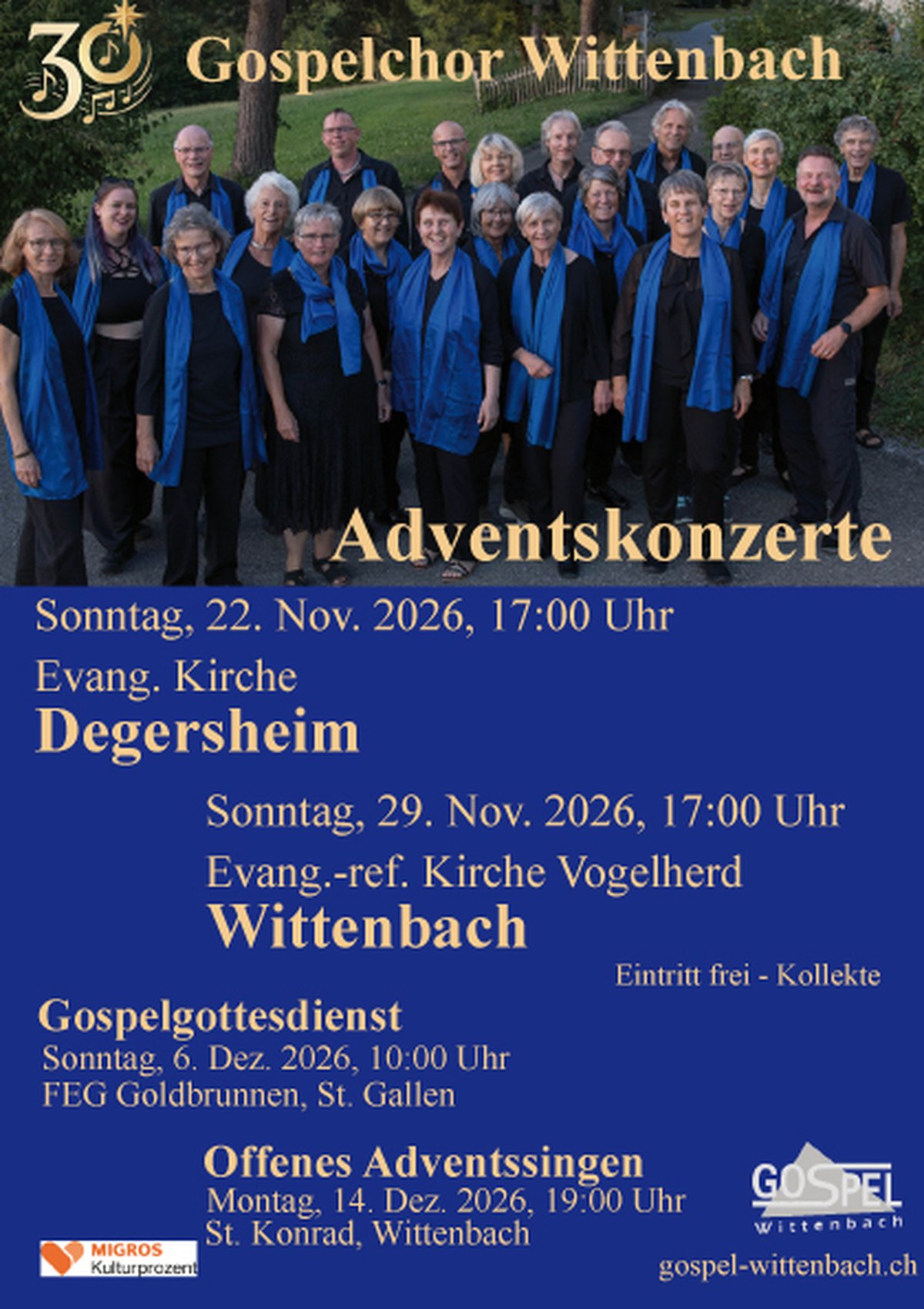 30 Jahre Gospelchor Wittenbach: Festliches Adventskonzert